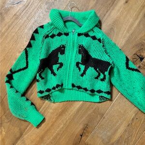 BDG Green and Black Patterned Sweater